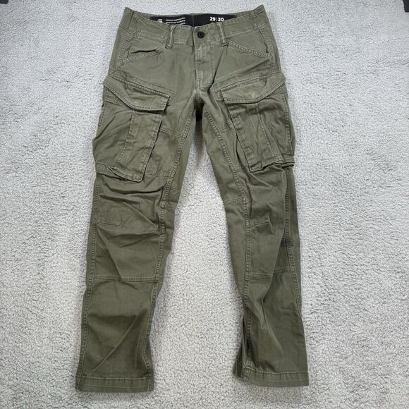 G Star Raw Pants Mens 29x27 Green Cargo 3D Tapered Stretch Ankle Cinch - Picture 1 of 12